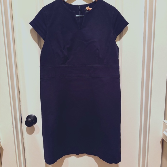 Ann Taylor Navy Blue Suit Sheath Dress with Cap Sleeves - 16 Petite - Picture 1 of 7
